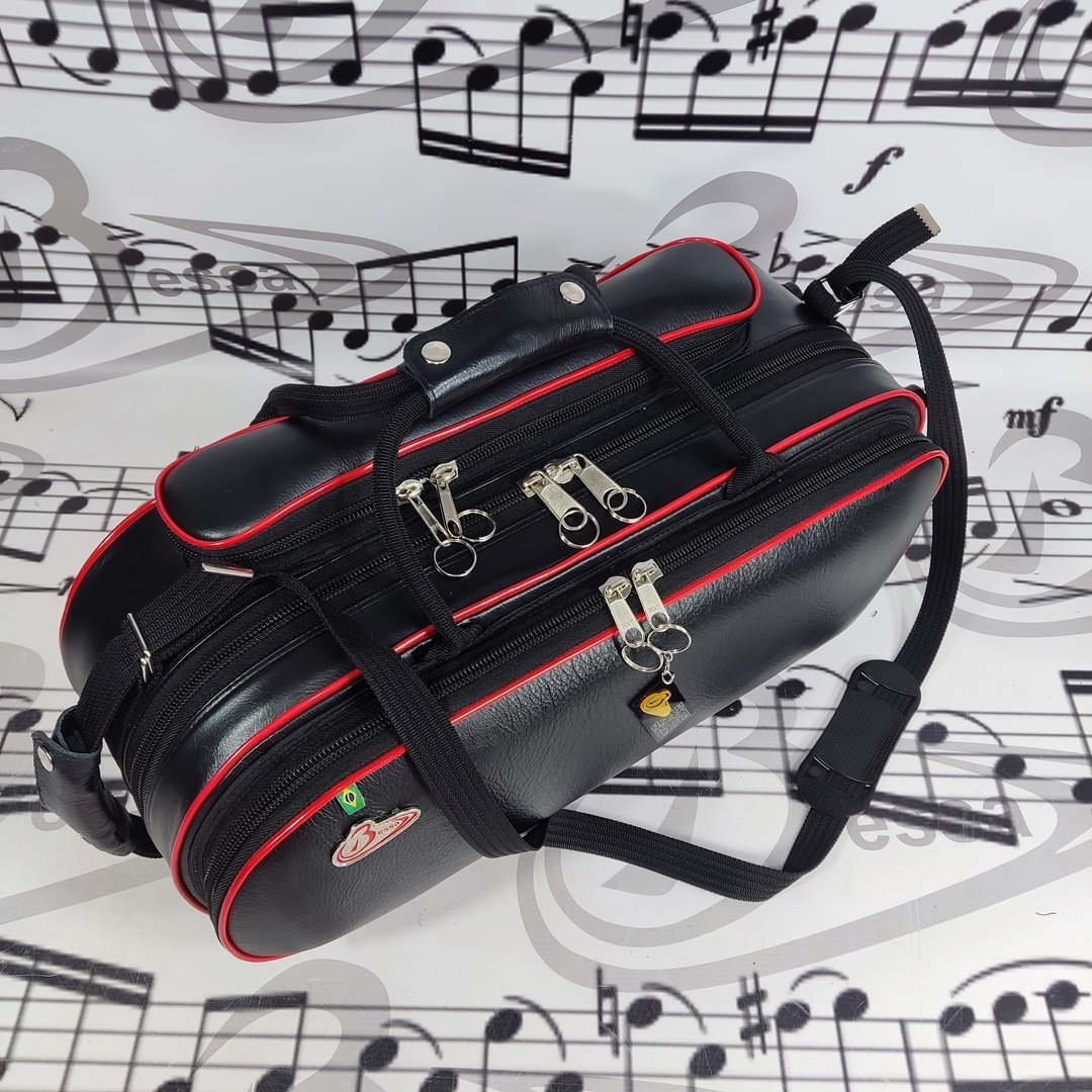 Case para um Trompete couro preto Bolso Extra - vivo vermelho - Imagem 3