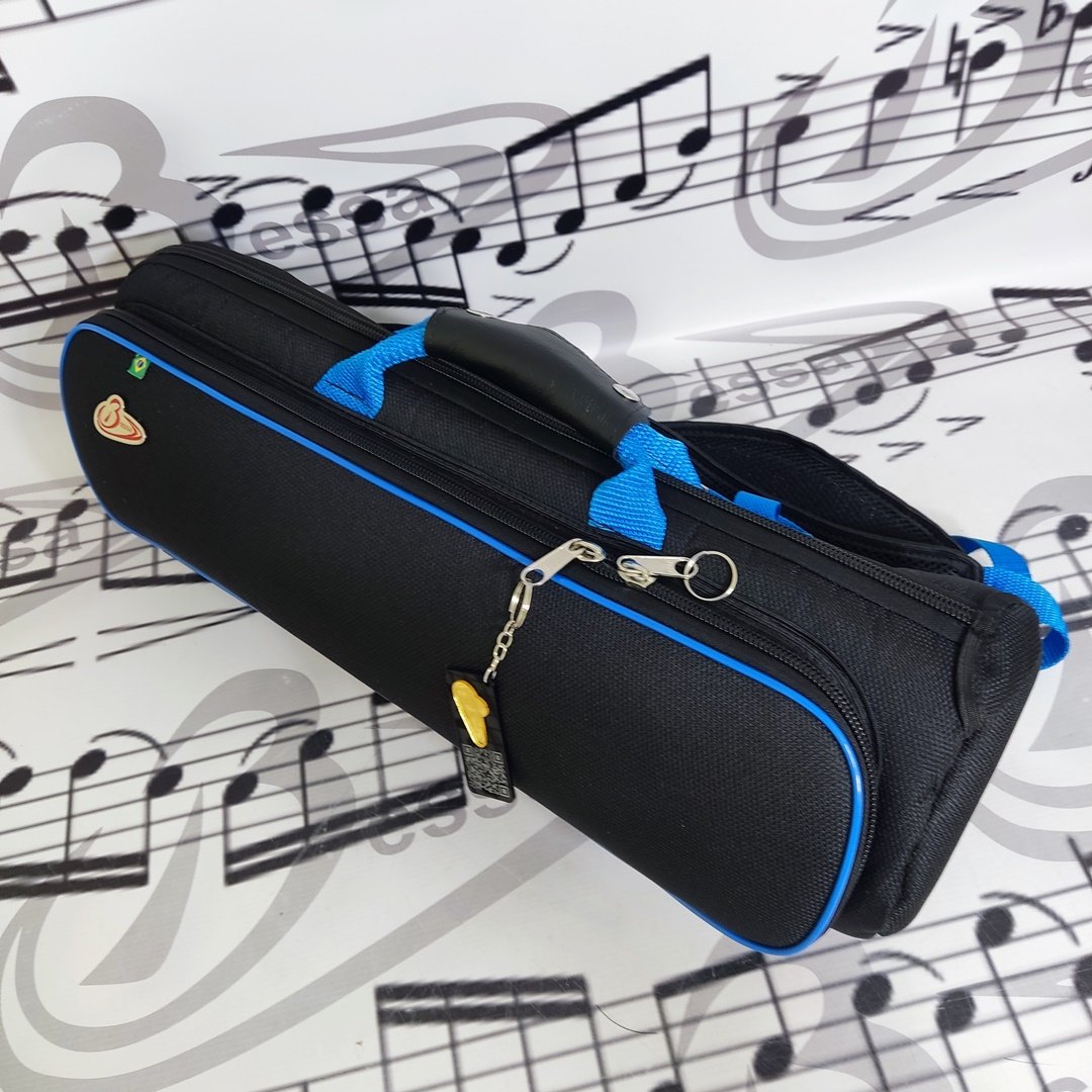 Capa/bag para trompete Nylon preto com detalhes azul - Imagem 2