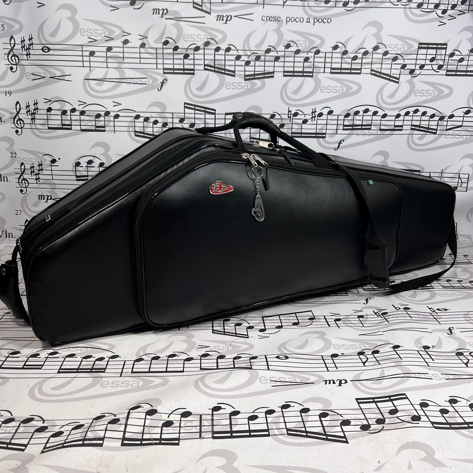 Case para sax Baritono Couro preto
