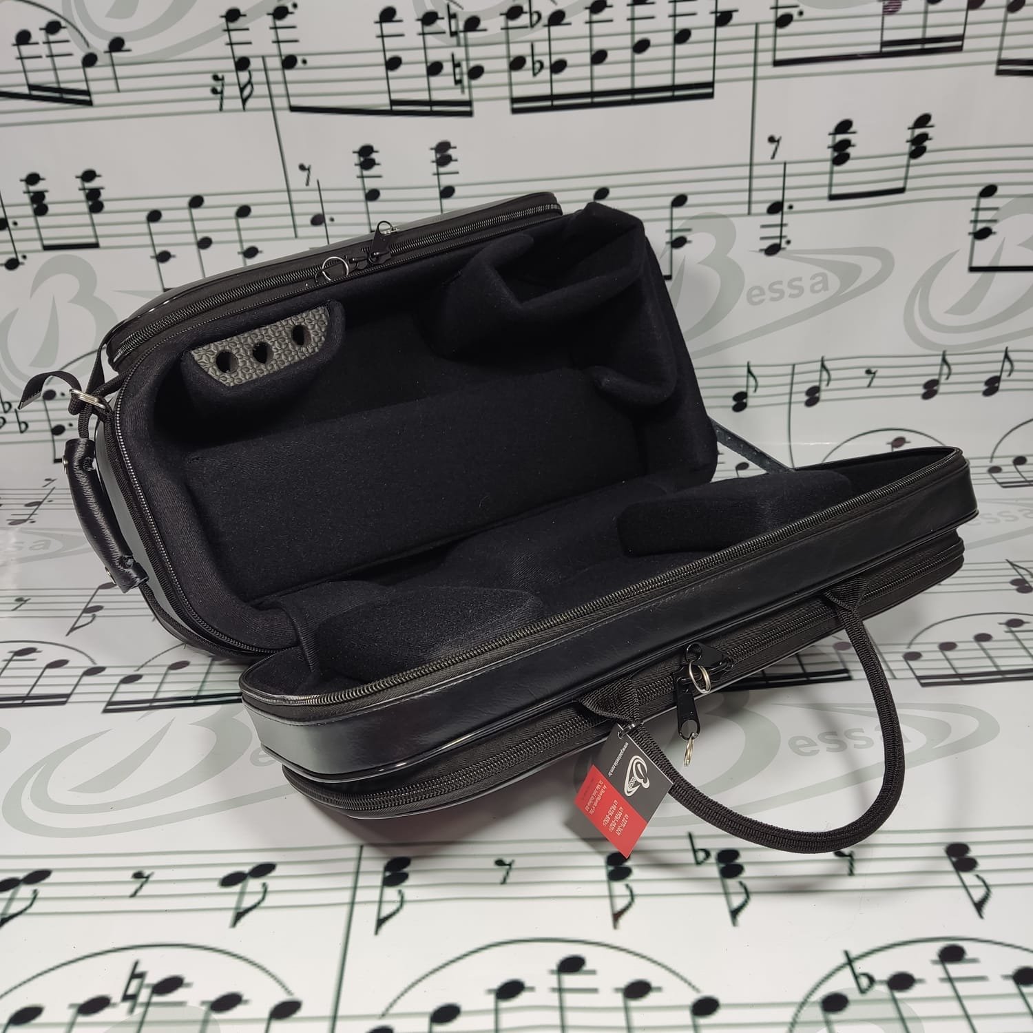 Case Flugelhorn e Trompete Couro Preto com bolso extra - Imagem 4