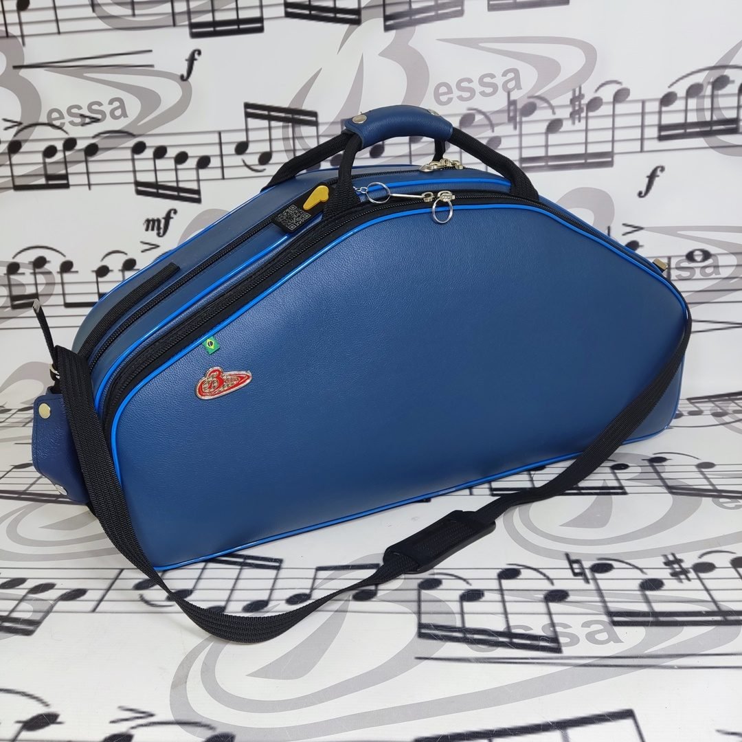 0305 Case para Sax alto e Soprano Couro Azul detalhes Azul 001