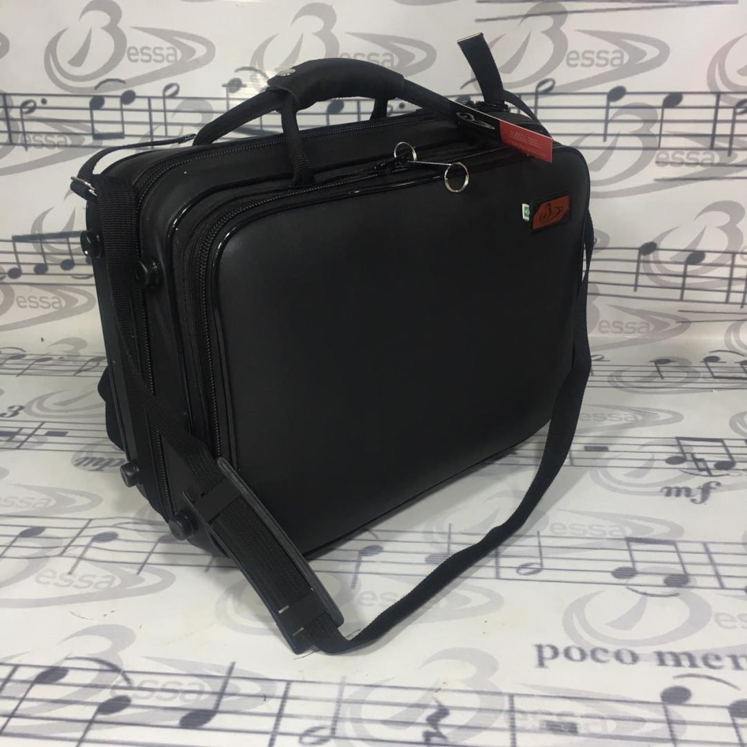 0706 Case para Duas Clarinete Couro Preto 001