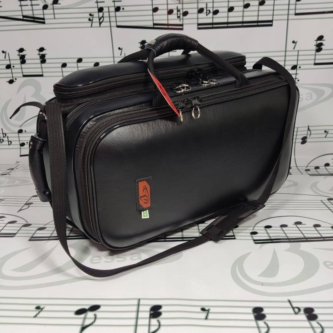 239 Case Flugelhorn e Trompete Couro Preto com bolso extra 001
