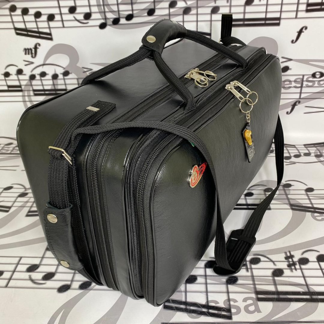 Case Para Três Trompetes Couro Preto 001