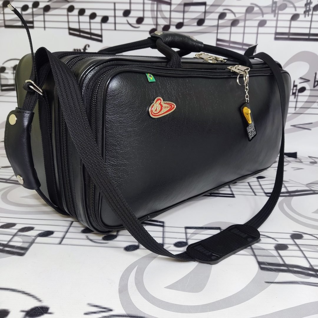 Case para Dois Trompetes Couro Preto 001